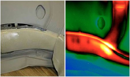 Infrared image of carbon-fiber composite component