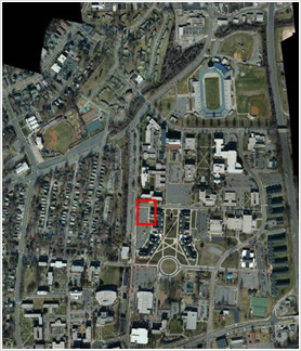 Aerial infrared thermal mapping image of a campus